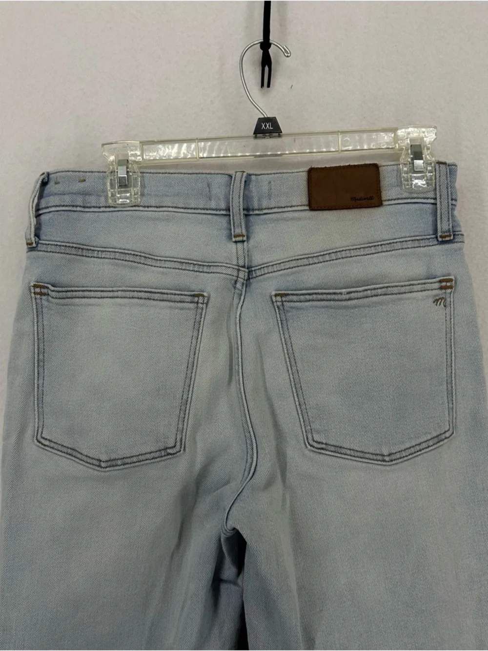 Madewell Mid Rise Classic Straight Light Wash Distressed Jeans 28